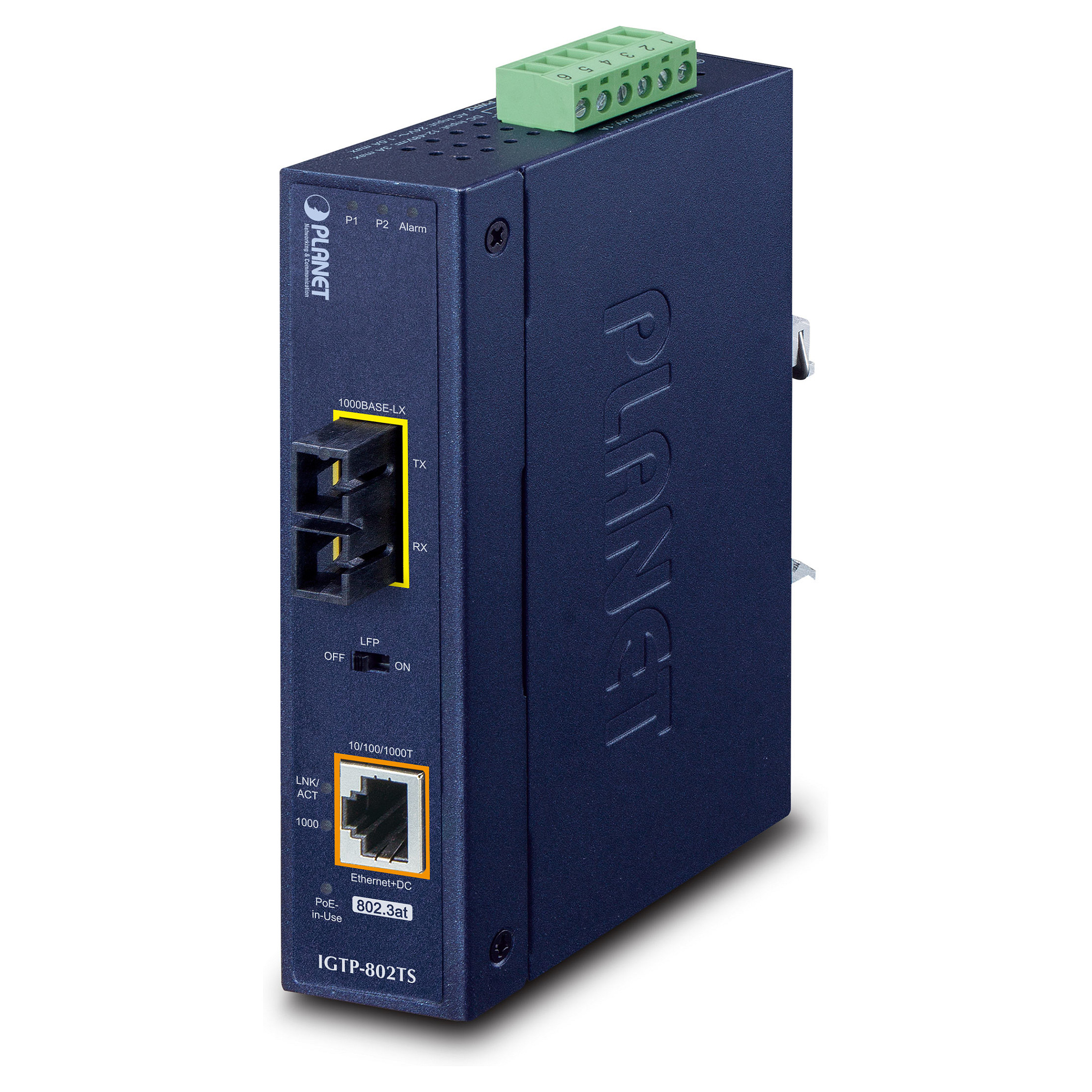 IP30 Industrial 10/100/1000BAS Netzwerk Medienkonverter 1000 Mbit/s Blau