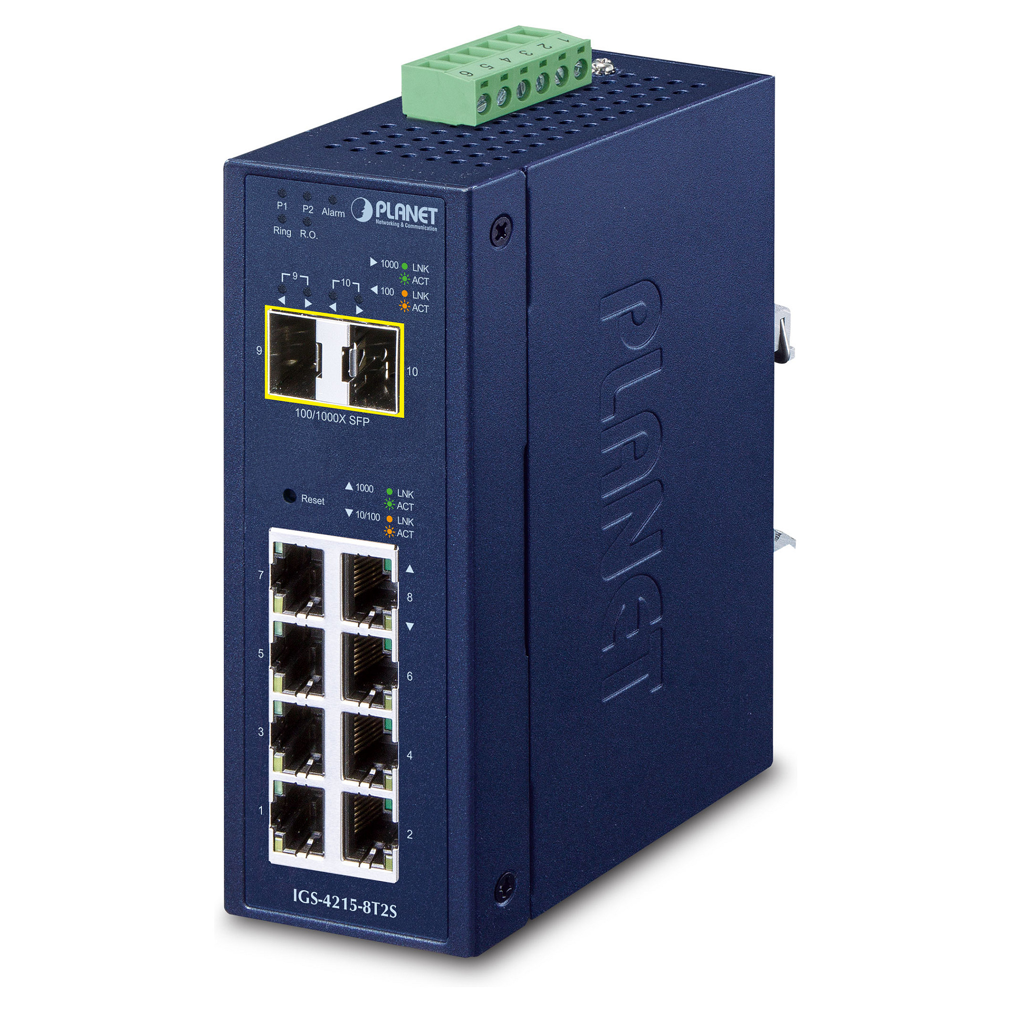 IP30 Industrial L2/L4 8-Port Managed L2/L4 Gigabit Ethernet (10/100/1000) Blau