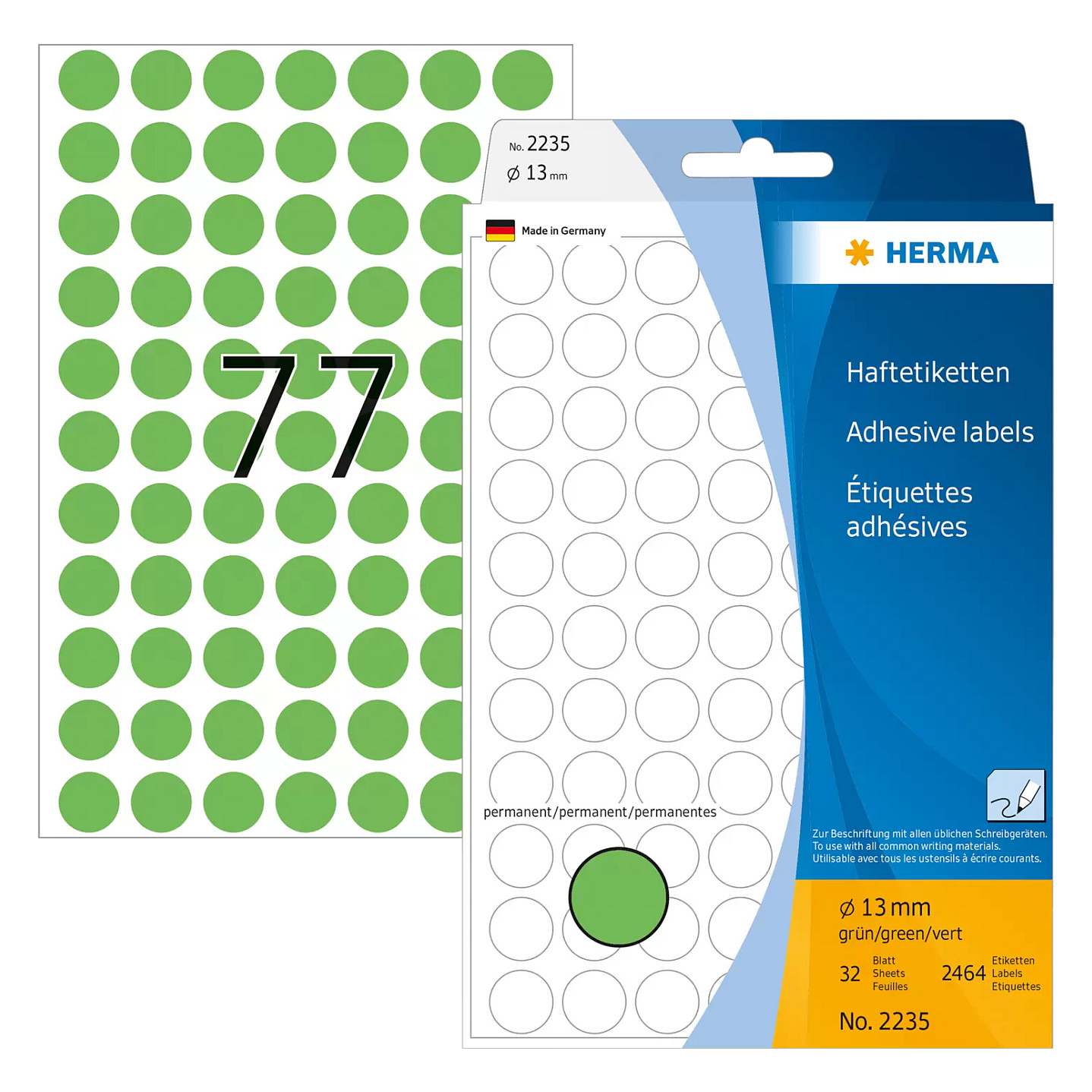 HERMA Klebepunkte Ã˜ 13,0 mm grün Papier