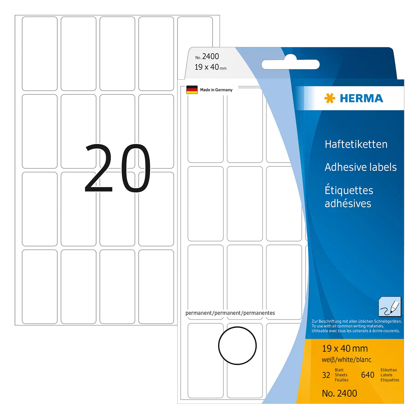 HERMA Etiketten 40,0 x 19,0 mm Papier