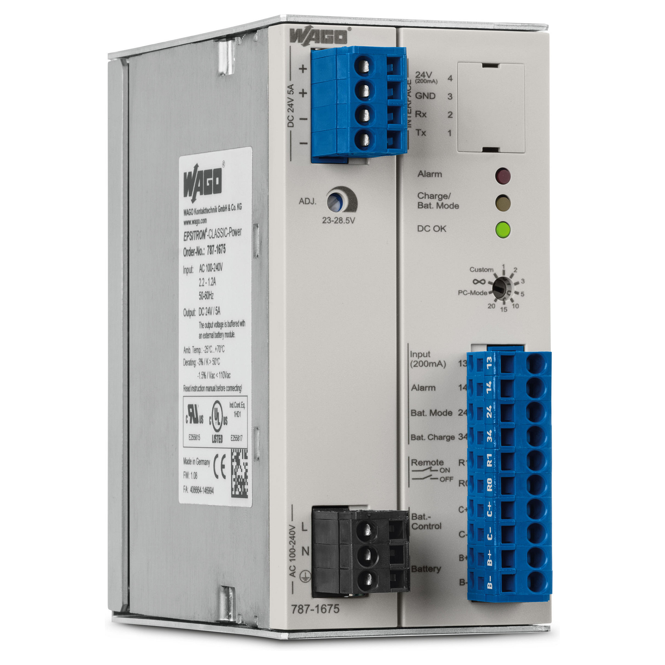 WAGO 787-1675 Primär getaktete Stromversorung mit integriert Elektroinstallation