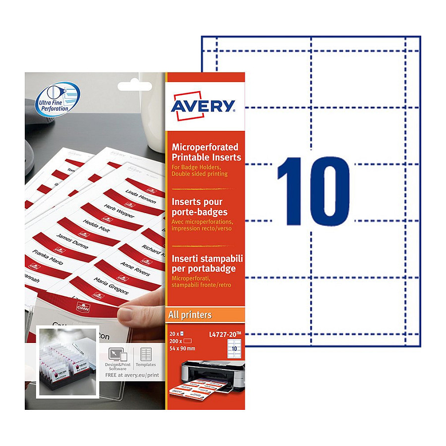 AVERY Zweckform Namensetiketten weiß 90 mm x 54 mm Papier
