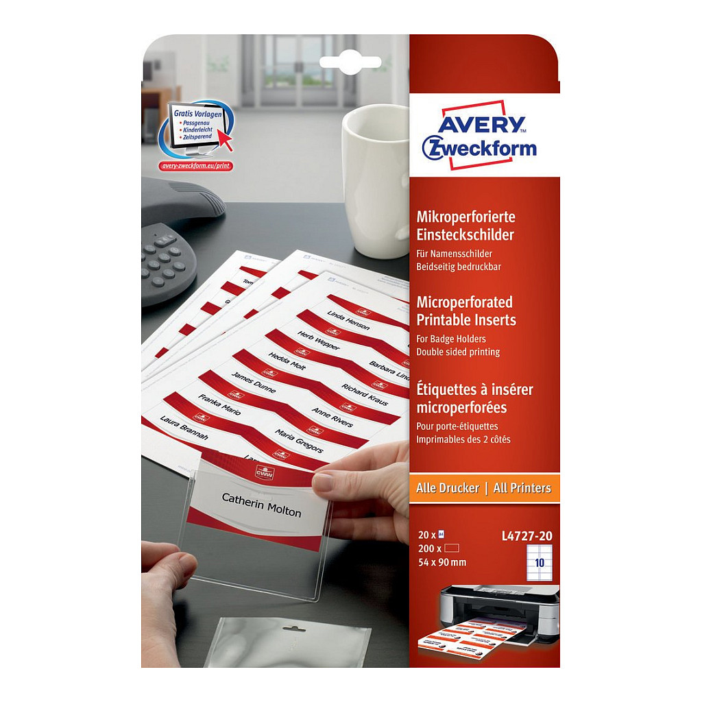 AVERY Zweckform Namensetiketten weiß 90 mm x 54 mm