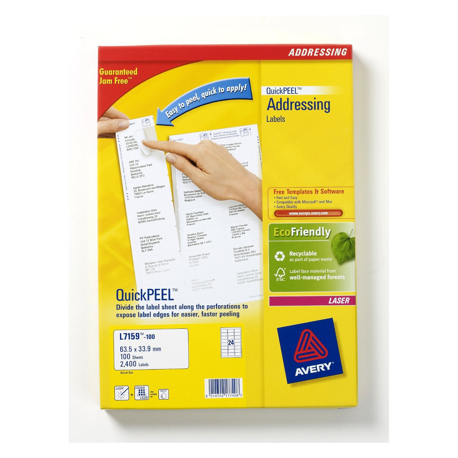 AVERY Zweckform Etiketten L7159-100 weiß 63,5 x 33,9 mm Papier