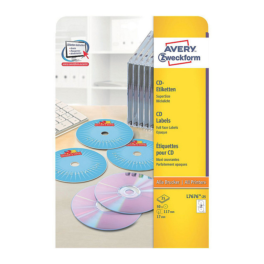 AVERY Zweckform CD-Etiketten SuperSize Papier