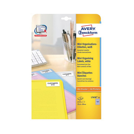 AVERY Zweckform Etiketten L7658-25 weiß 25,4 x 10,0 mm Papier