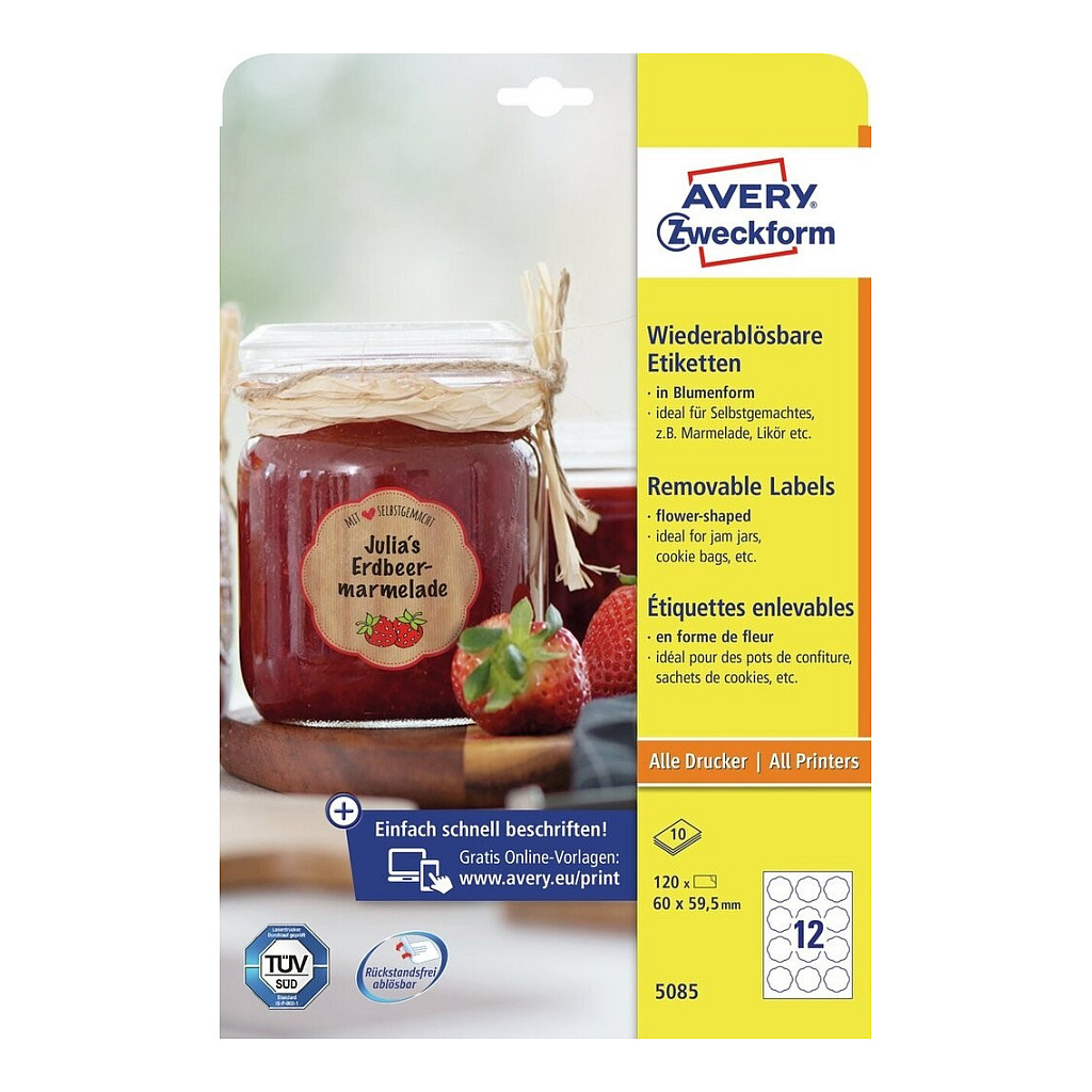 AVERY Zweckform Etiketten 5085 weiß 60,0 x 59,5 mm Papier