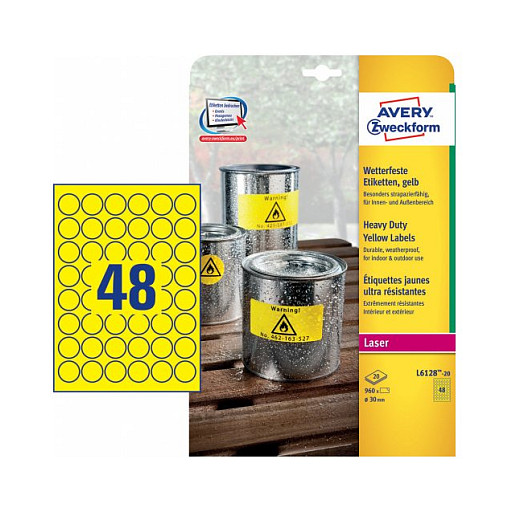 AVERY Zweckform wetterfeste Folienetiketten 30,0 x 30,0 mm Papier