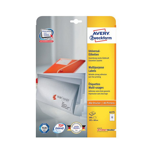 AVERY Zweckform Etiketten 6175 weiß 105,0 x 48,0 mm Papier