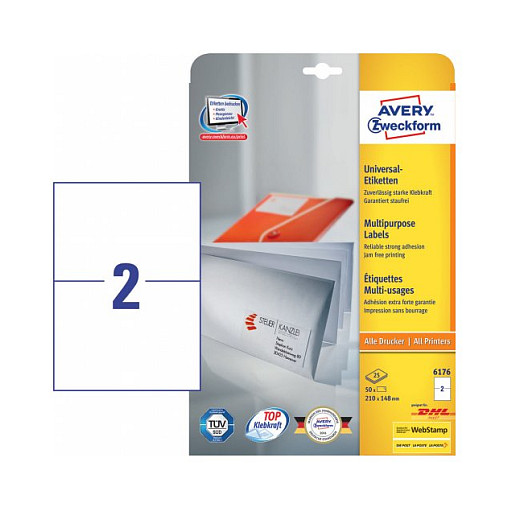 AVERY Zweckform Etiketten 6176 weiß 210,0 x 148,0 mm Papier