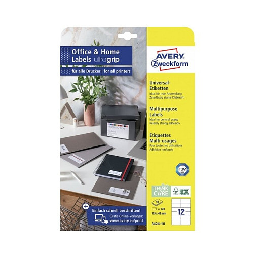 AVERY Zweckform Etiketten 3424-10 weiß 105,0 x 48,0 mm Papier