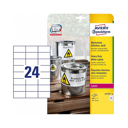 AVERY Zweckform wetterfeste Folienetiketten 70,0 x 37,0 mm Papier