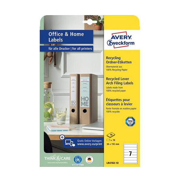 AVERY Zweckform Ordneretiketten 38,0 x 192,0 mm weiß Papier
