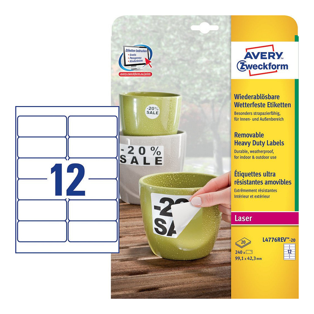 AVERY Zweckform wetterfeste Folienetiketten 99,1 x 42,3 mm