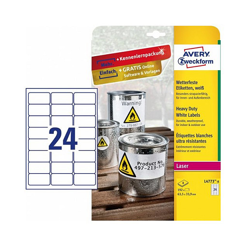 AVERY Zweckform wetterfeste Folienetiketten 63,5 x 33,9 mm Papier
