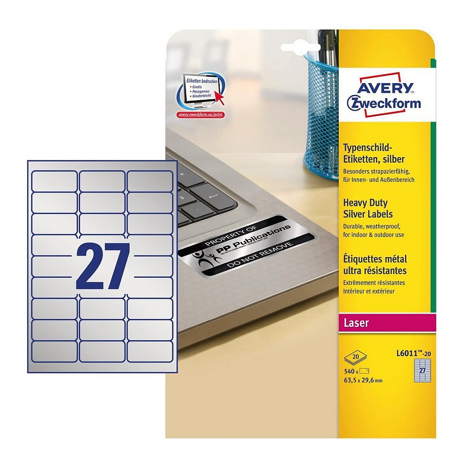 AVERY Zweckform Typenschildetiketten 63,5 x 29,6 mm Papier