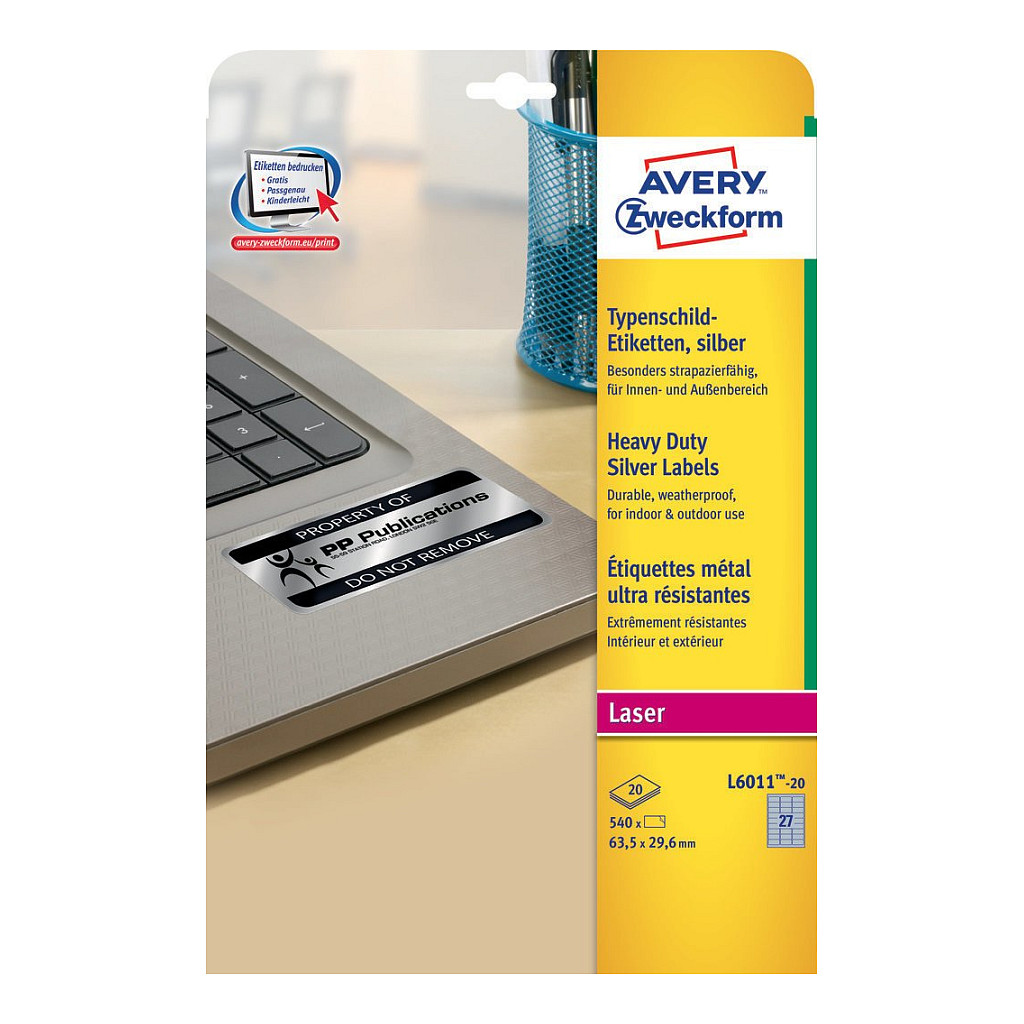 AVERY Zweckform Typenschildetiketten 63,5 x 29,6 mm
