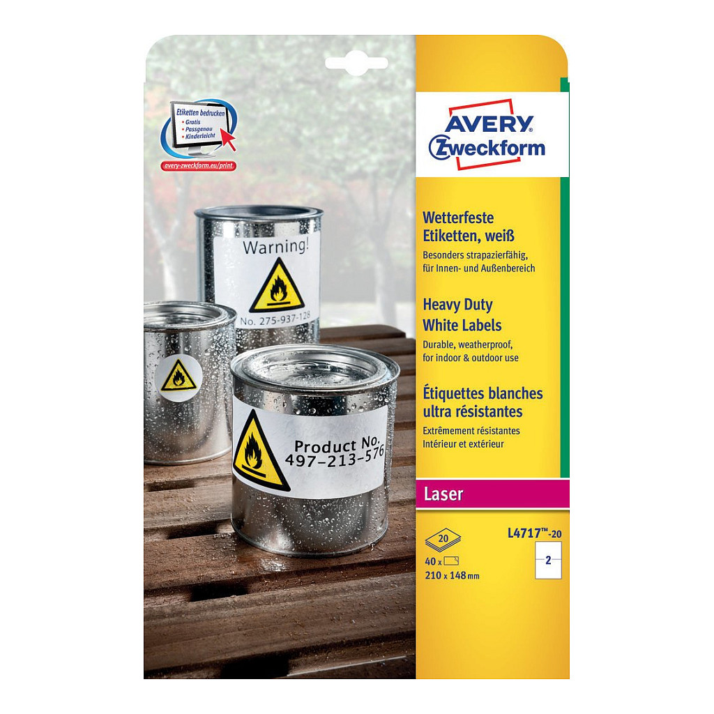 AVERY Zweckform wetterfeste Folienetiketten 210,0 x 148,0 mm Papier
