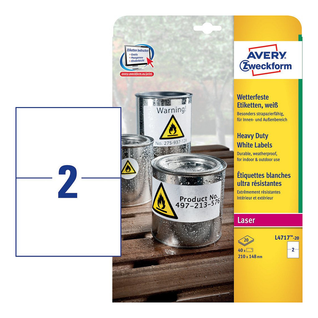 AVERY Zweckform wetterfeste Folienetiketten 210,0 x 148,0 mm