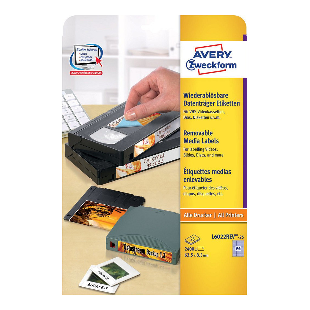 AVERY Zweckform Etiketten L6022REV-25 weiß 63,5 x 8,5 mm