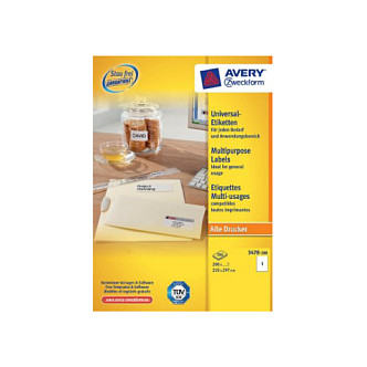 AVERY Zweckform Etiketten 3478-200 weiß 210,0 x 297,0 mm Papier
