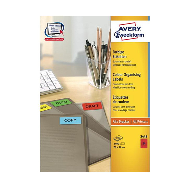 AVERY Zweckform Etiketten 3448 rot 70,0 x 37,0 mm Papier