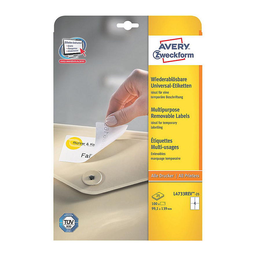 AVERY Zweckform Etiketten L4733REV-25 weiß 99,1 x 139,0 mm Papier