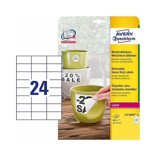 AVERY Zweckform wetterfeste Folienetiketten 70,0 x 37,0 mm Papier