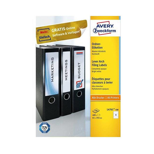 AVERY Zweckform Ordneretiketten L4761-100 weiß - 400 Stück Papier