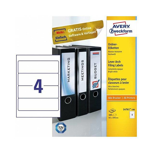 AVERY Zweckform Ordneretiketten L4761-100 weiß - 400 Stück
