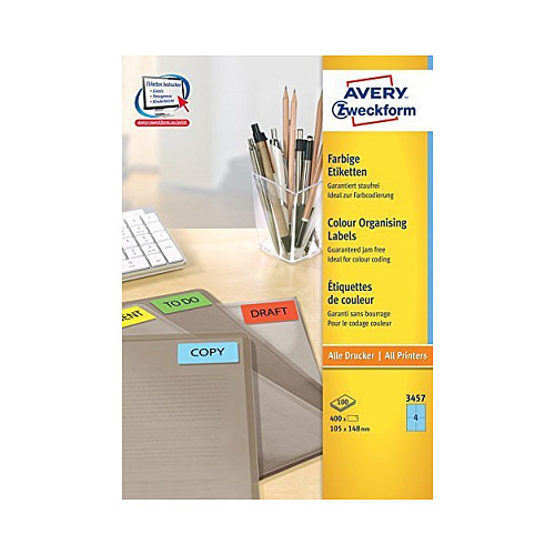 AVERY Zweckform Etiketten 3457 blau 105,0 x 148,0 mm Papier