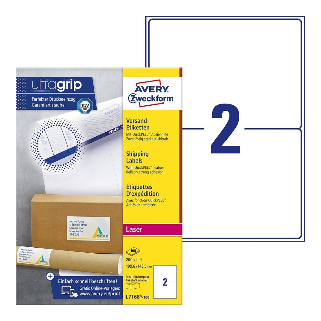 AVERY Zweckform Versandetiketten L7168-100 weiß 199,6 x 143,5 mm Papier
