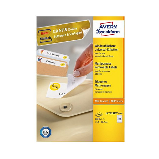 AVERY Zweckform Etiketten L4732REV-100 weiß 35,6 x 16,9 mm