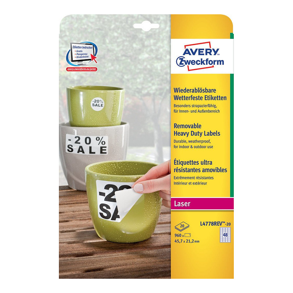 AVERY Zweckform wetterfeste Folienetiketten 45,7 x 21,2 mm Papier