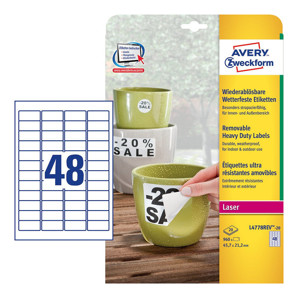 AVERY Zweckform wetterfeste Folienetiketten 45,7 x 21,2 mm