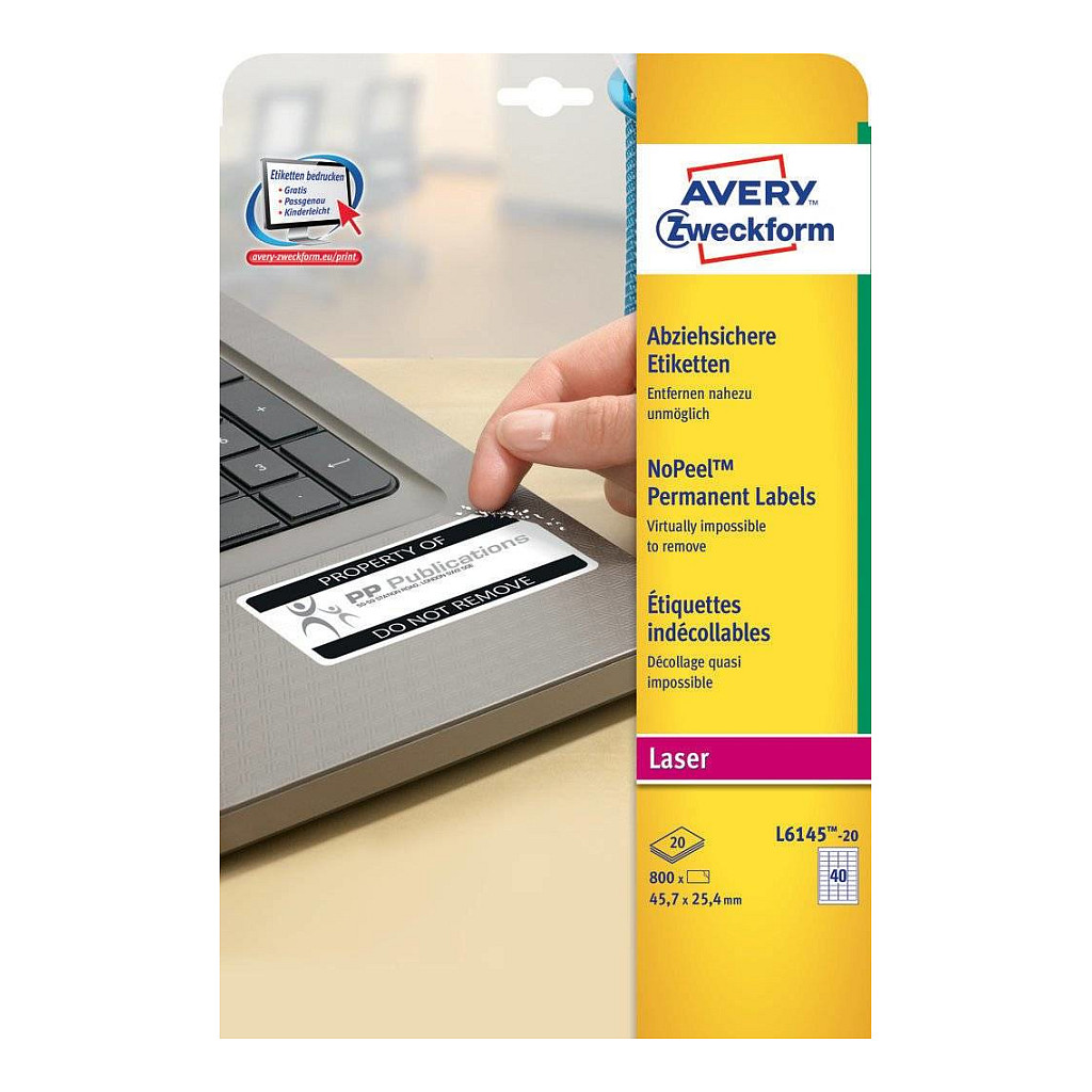 AVERY Zweckform abziehsichere Folienetiketten 45,7 x 25,4 mm Papier