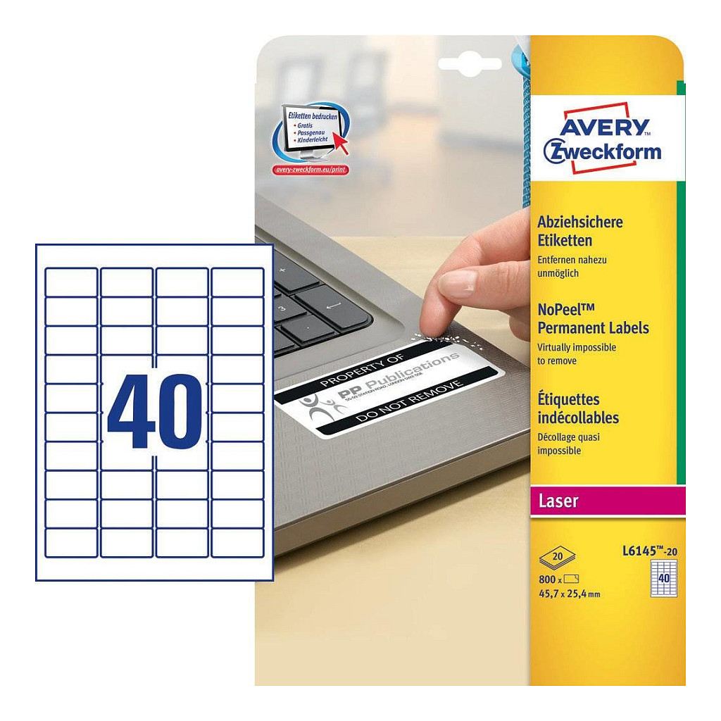 AVERY Zweckform abziehsichere Folienetiketten 45,7 x 25,4 mm