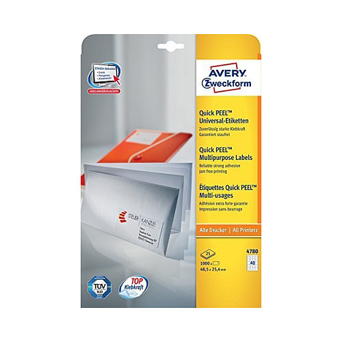 AVERY Zweckform Etiketten 4780 weiß 48,5 x 25,4 mm - 1.200 Stück Papier
