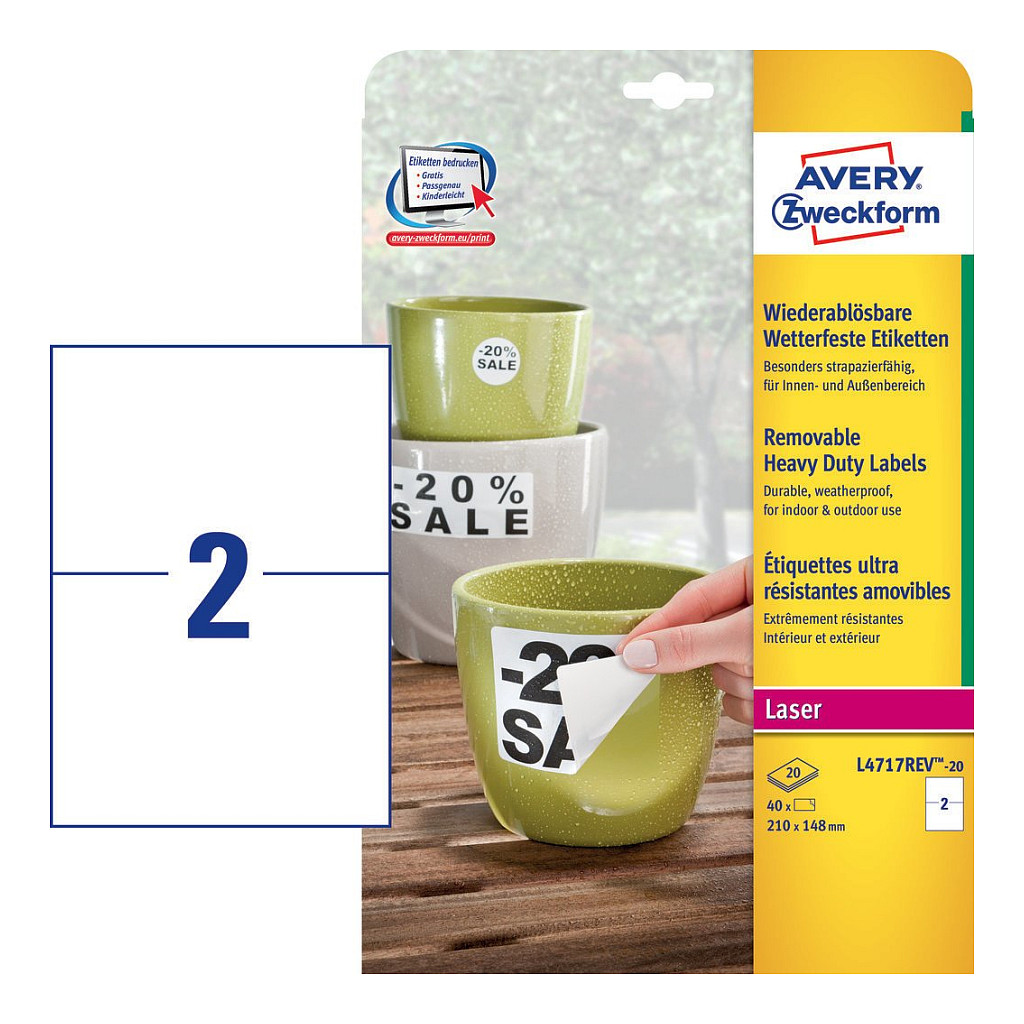 AVERY Zweckform wetterfeste Folienetiketten 210,0 x 148,0 mm