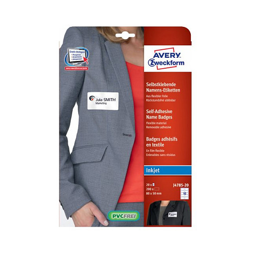 AVERY Zweckform Namensetiketten J4785-20 weiß 80,0 x 50,0 mm Papier