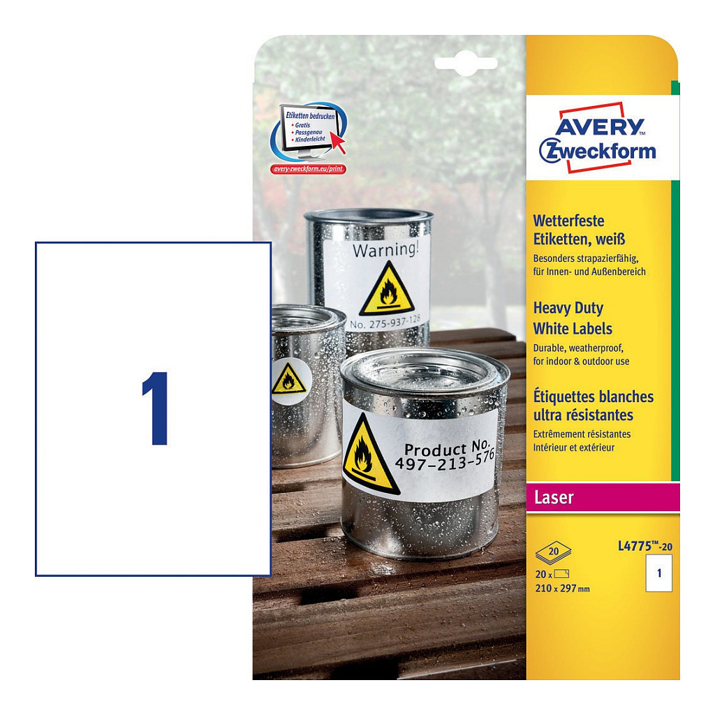 AVERY Zweckform wetterfeste Folienetiketten - 20 Stück Papier