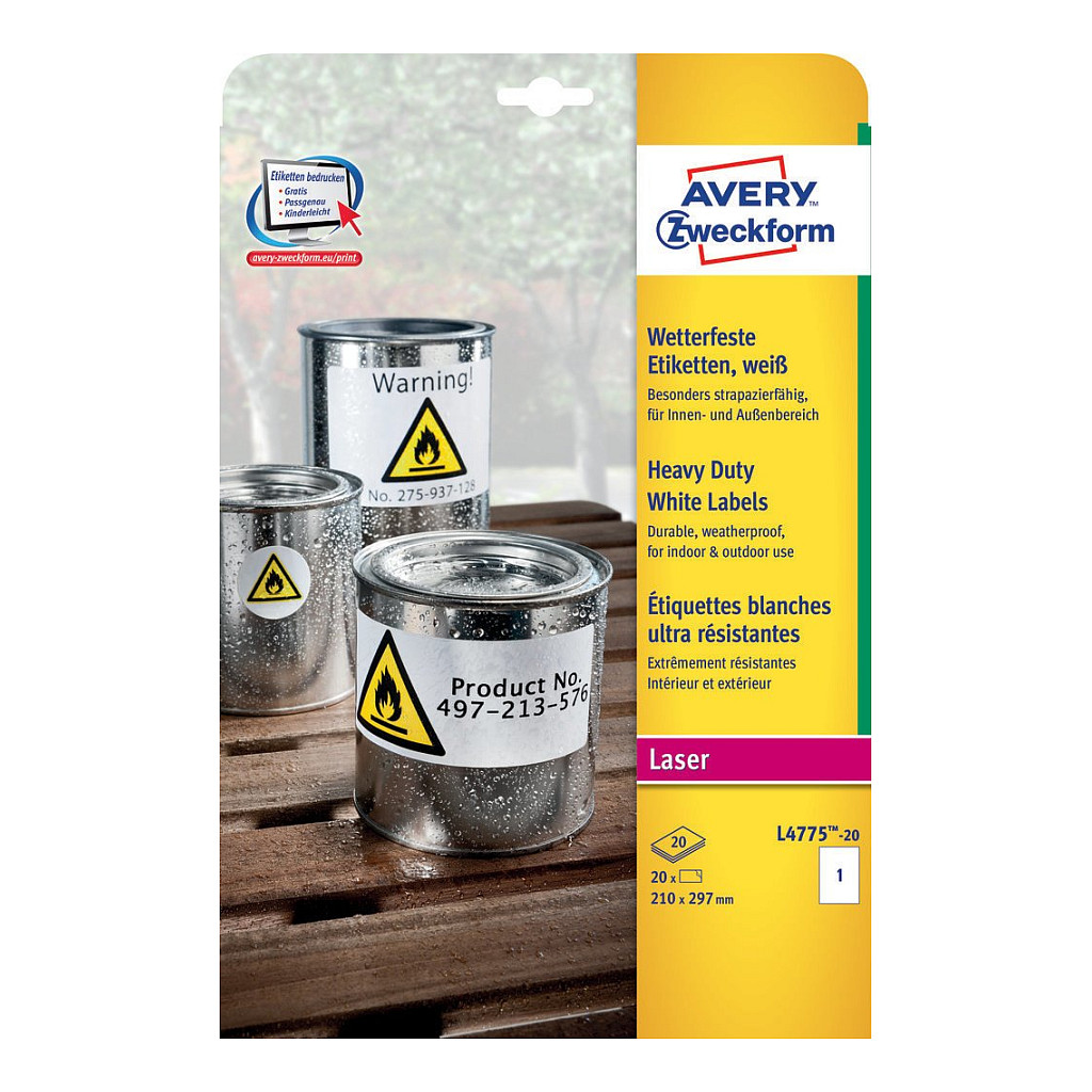 AVERY Zweckform wetterfeste Folienetiketten - 20 Stück