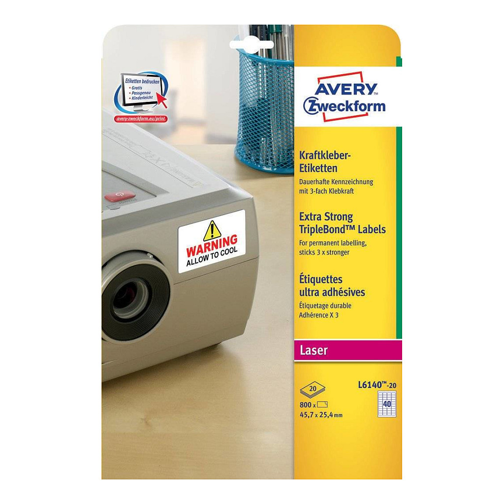 AVERY Zweckform Folien-Kraftklebe-Etiketten 45,7 x 25,4 mm Papier