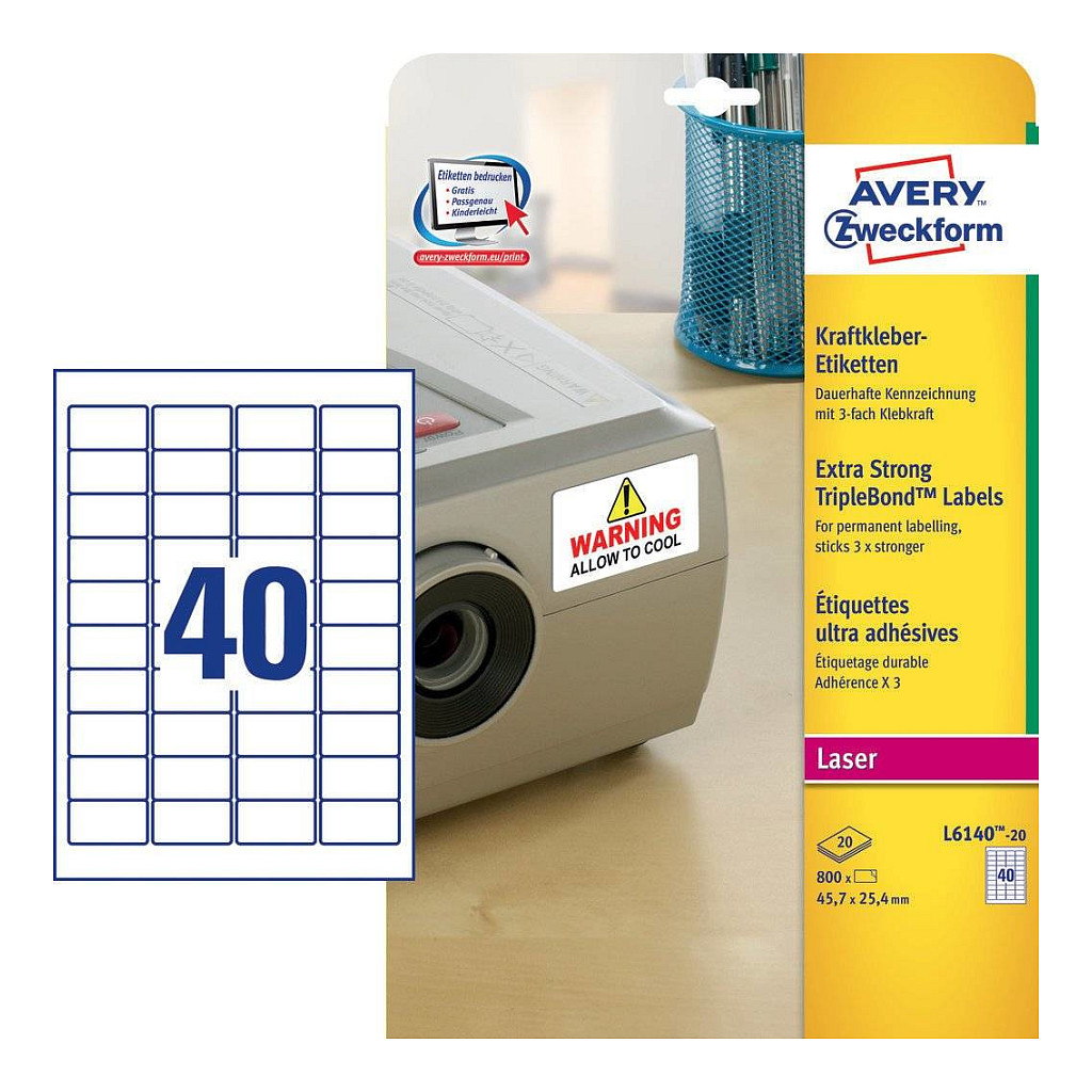 AVERY Zweckform Folien-Kraftklebe-Etiketten 45,7 x 25,4 mm