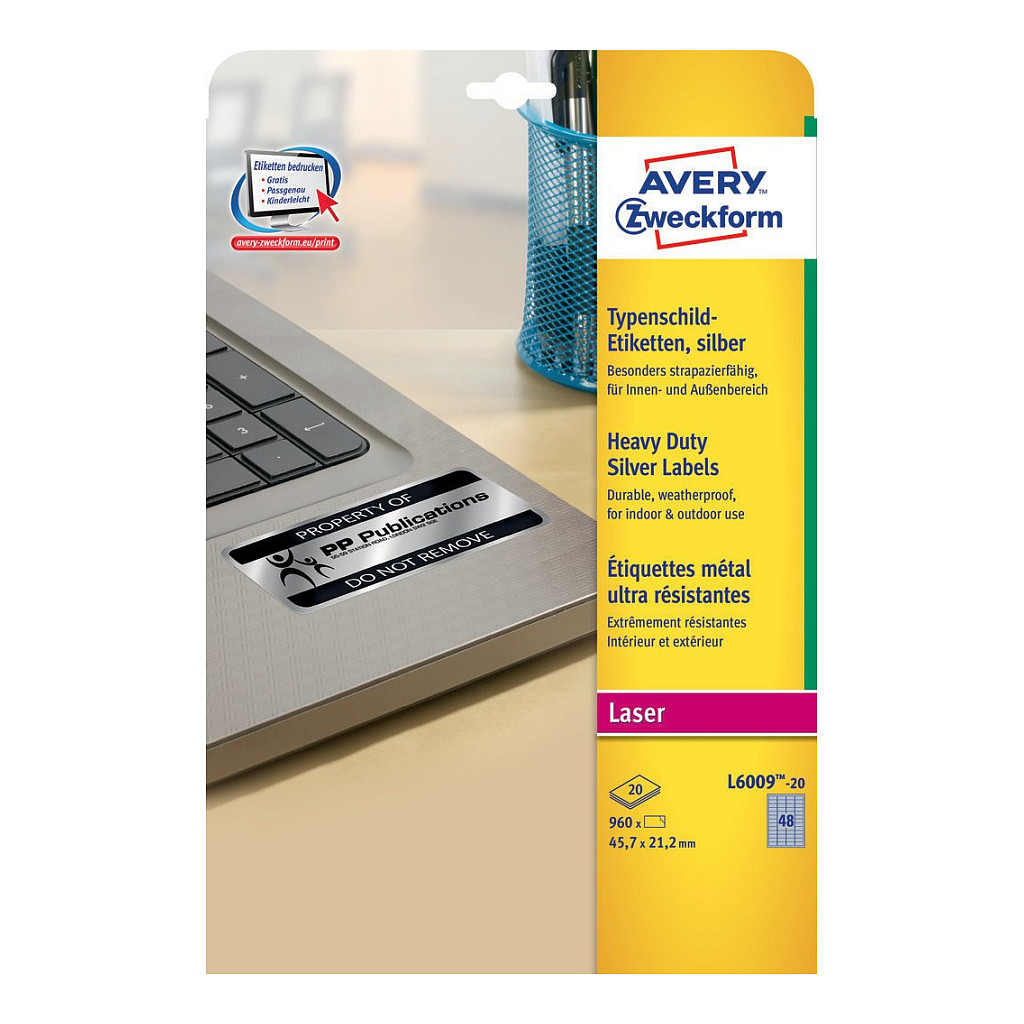 AVERY Zweckform Typenschildetiketten 45,7 x 21,2 mm