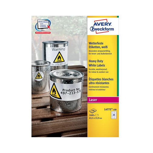 AVERY Zweckform wetterfeste Folienetiketten 63,5 x 33,9 mm Papier