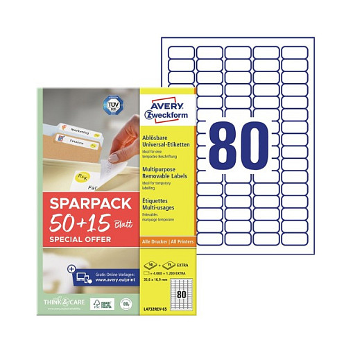 AVERY Zweckform Etiketten 35,6 x 16,9 mm, weiß Papier
