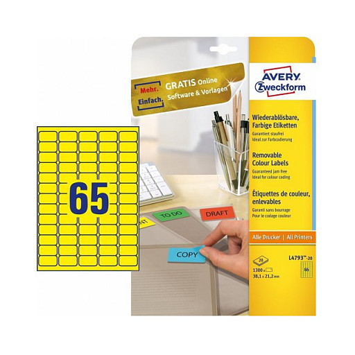 AVERY Zweckform Etiketten 38,1 x 21,2 mm, gelb Papier