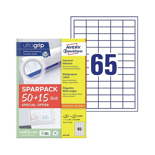 AVERY Zweckform Etiketten 38,0 x 21,2 mm, weiß Papier