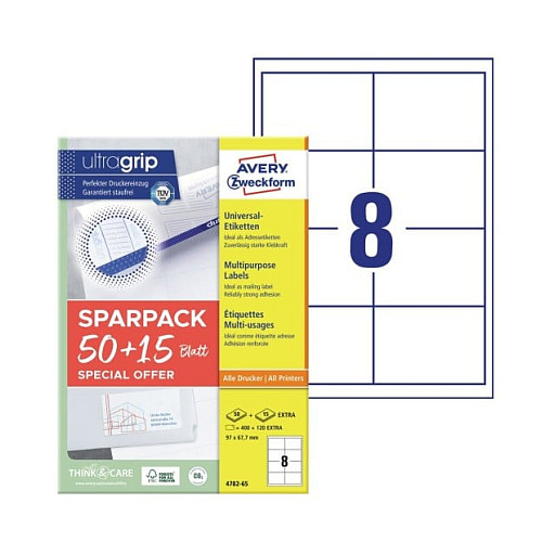 AVERY Zweckform Etiketten 97,0 x 67,7 mm, weiß Papier